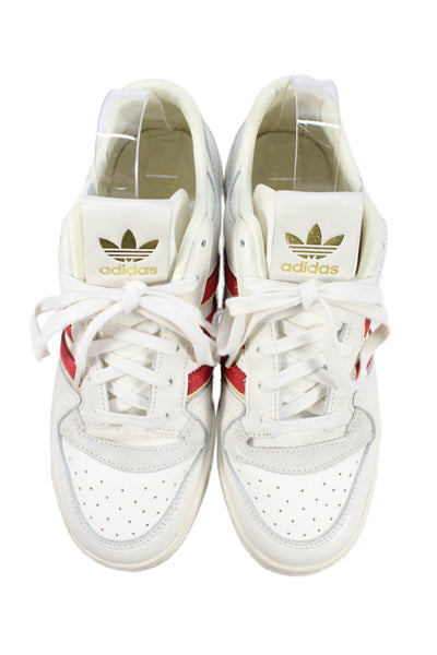 Adidas Womens Leather Round Toe Low Top Sneakers White Size 8.5