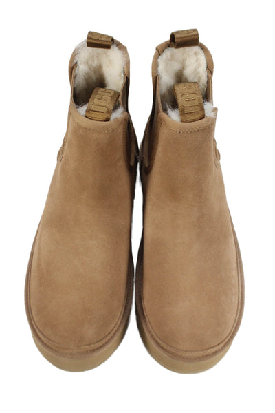 Ugg Womens Sheepskin Platform Chelsea Boots Beige Size 5