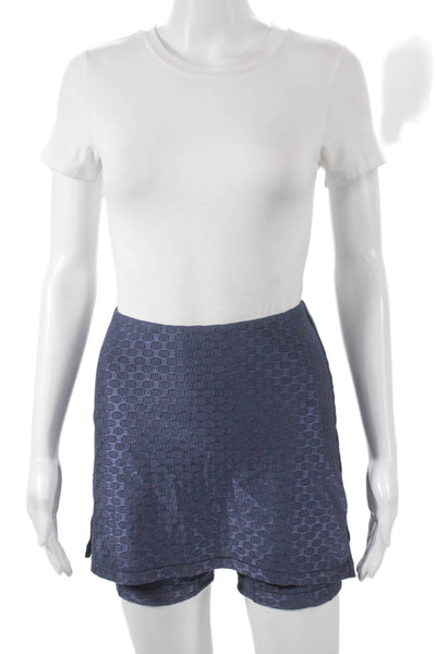 All Access Women Biker Active Shorts Blue Geometric Nylon Size S