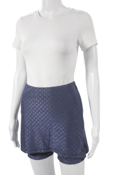 All Access Women Biker Active Shorts Blue Geometric Nylon Size S