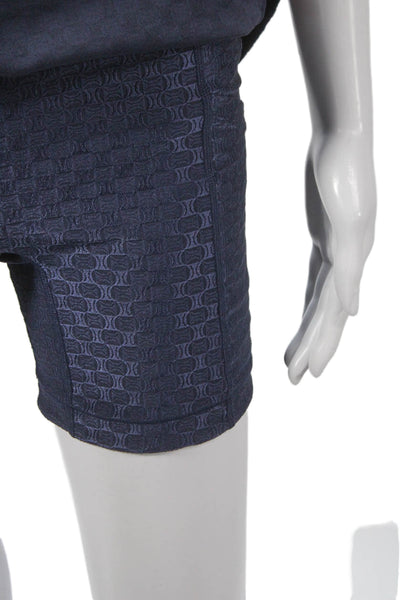 All Access Women Biker Active Shorts Blue Geometric Nylon Size S