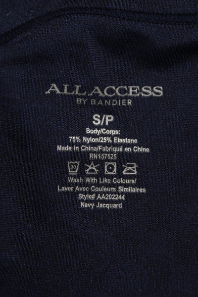 All Access Women Biker Active Shorts Blue Geometric Nylon Size S