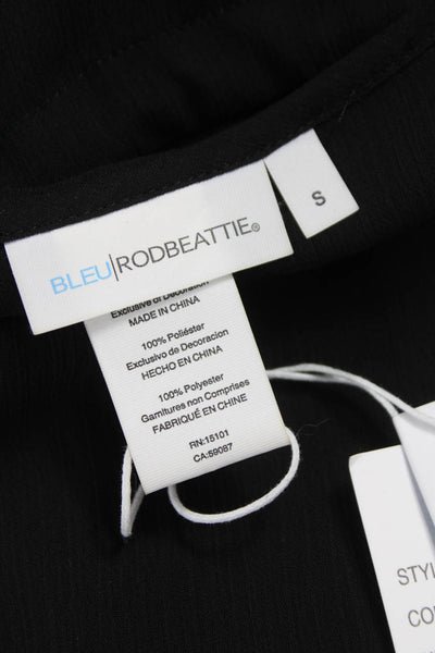 Bleu By Rod Beattie Womens Black V-Neck Long Sleeve Blouse Polyester Size S