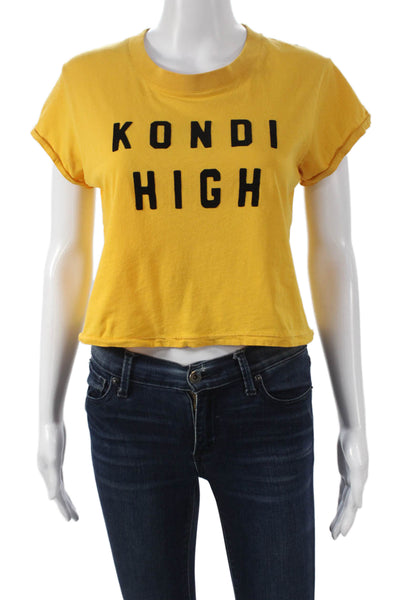 Suzie Kondi Womens Cropped T-Shirt Yellow Short Sleeve Organic Cotton Size S