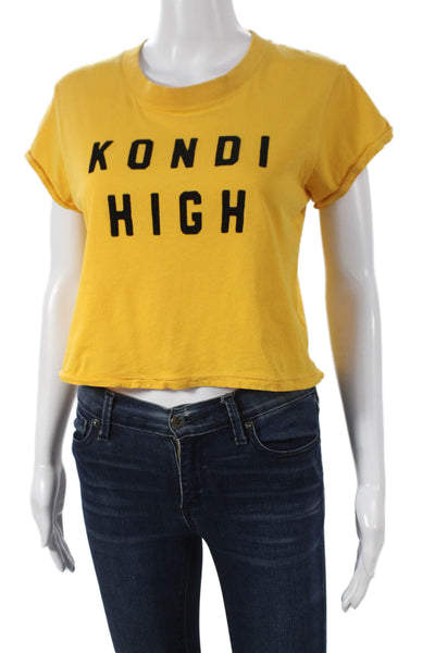 Suzie Kondi Womens Cropped T-Shirt Yellow Short Sleeve Organic Cotton Size S