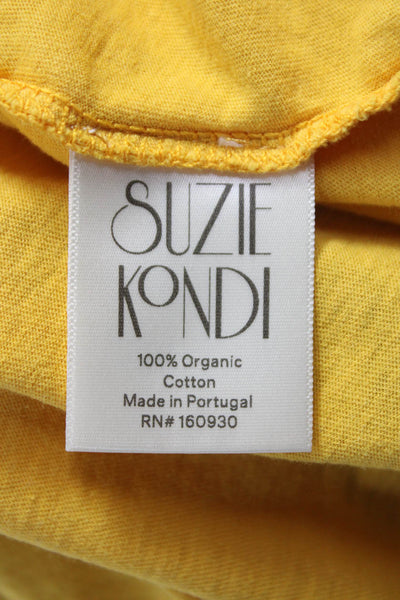 Suzie Kondi Womens Cropped T-Shirt Yellow Short Sleeve Organic Cotton Size S