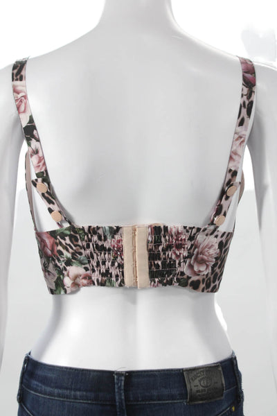L'Agence Women Crop Top Multicolor V Neck Lyocell Animal Print Sleeveless Size M