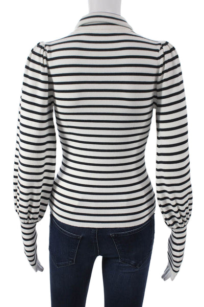A.L.C. Womens Striped Turtleneck Pullover Black Long Sleeve Size S