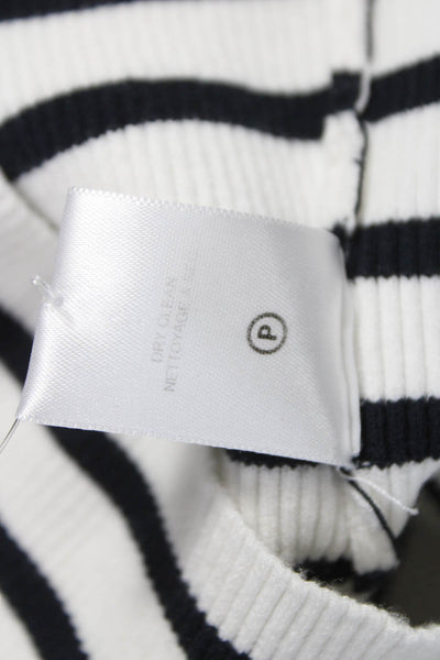A.L.C. Womens Striped Turtleneck Pullover Black Long Sleeve Size S