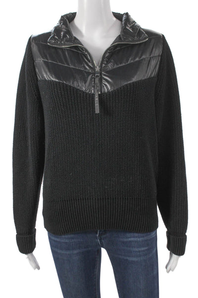 Varley Womens Pullover Sweater Black 100% Nylon Long Sleeve Collared Size S