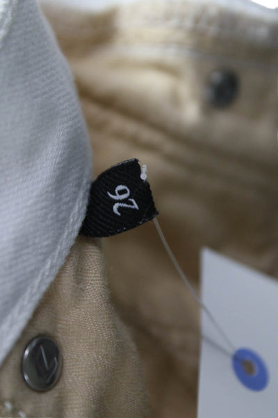 7 For All Mankind Womens White Cut-Off Cotton Button Shorts Size 26