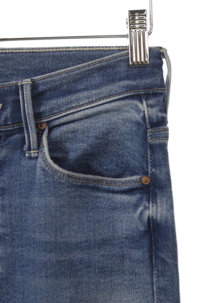 Mother Unisex Adults Flared Jeans Blue Mid Rise Cotton Button Size 25