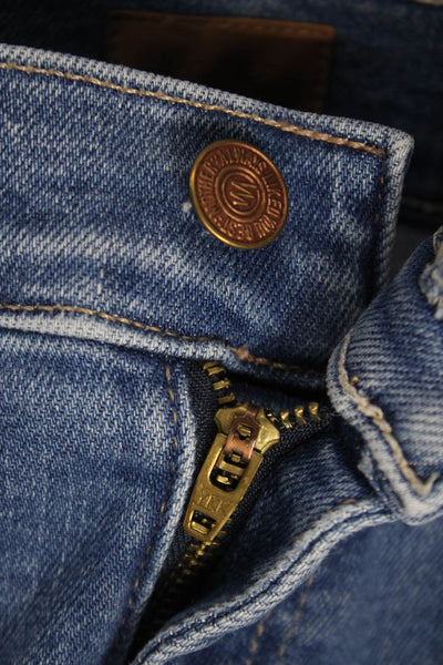 Mother Unisex Adults Flared Jeans Blue Mid Rise Cotton Button Size 25
