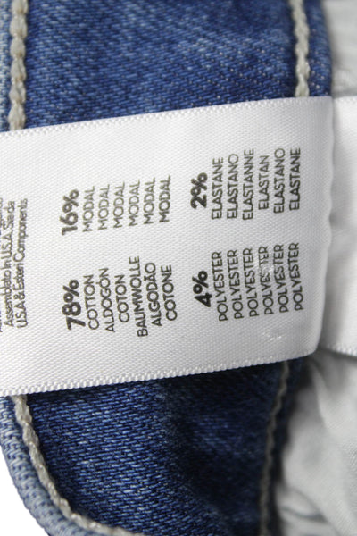 Mother Unisex Adults Flared Jeans Blue Mid Rise Cotton Button Size 25