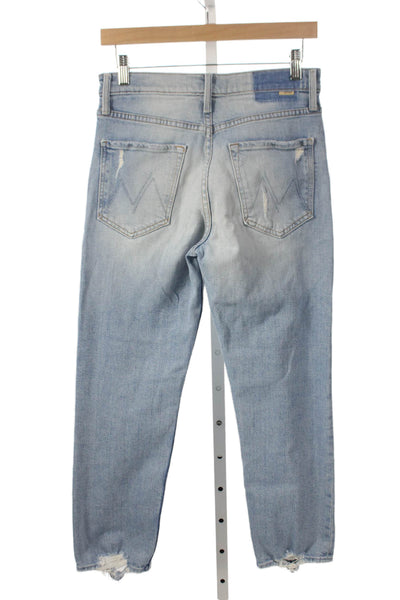Mother Superior Womens Straight Jeans Blue Cotton Mid Rise Button Fly Size 27