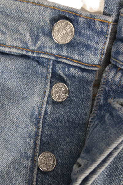 Mother Superior Womens Straight Jeans Blue Cotton Mid Rise Button Fly Size 27