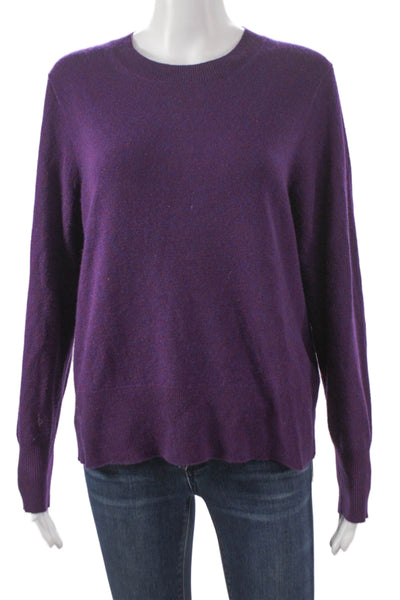 J Crew Womens Cashmere Crew Neck Pullover Sweater Purple Long Sleeve Size M