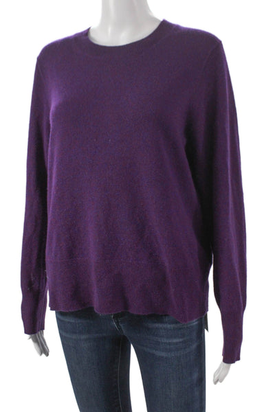J Crew Womens Cashmere Crew Neck Pullover Sweater Purple Long Sleeve Size M