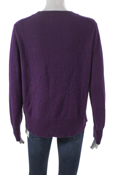 J Crew Womens Cashmere Crew Neck Pullover Sweater Purple Long Sleeve Size M