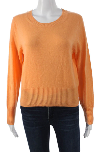 J Crew Womens Orange Cashmere Crew Neck Pullover Sweater Size M