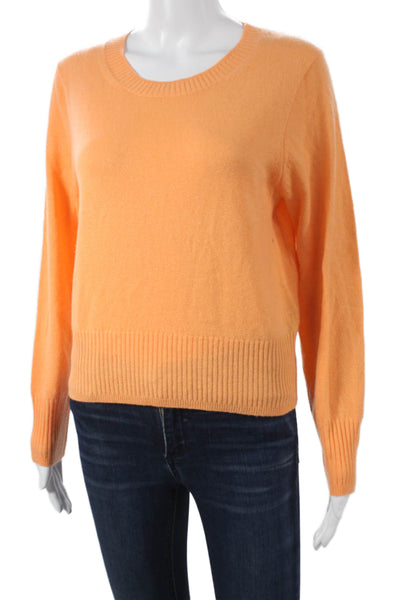 J Crew Womens Orange Cashmere Crew Neck Pullover Sweater Size M