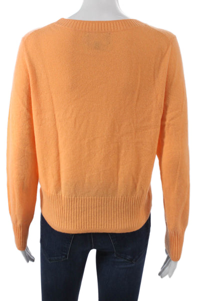 J Crew Womens Orange Cashmere Crew Neck Pullover Sweater Size M