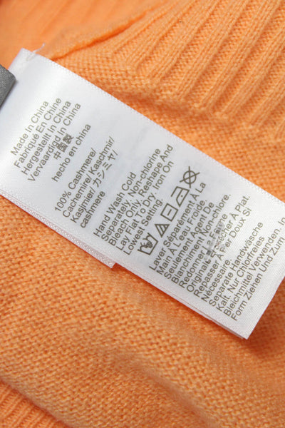 J Crew Womens Orange Cashmere Crew Neck Pullover Sweater Size M