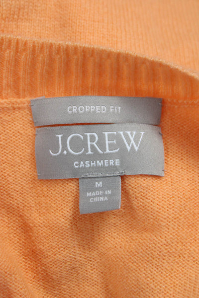 J Crew Womens Orange Cashmere Crew Neck Pullover Sweater Size M