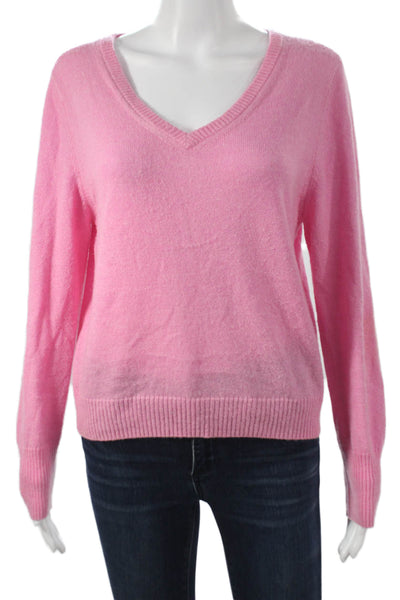 Roller Rabbit Womens Alpaca Pullover V-Neck Long Sleeve Pink Size M