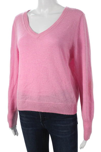 Roller Rabbit Womens Alpaca Pullover V-Neck Long Sleeve Pink Size M