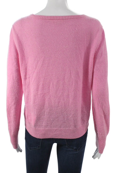 Roller Rabbit Womens Alpaca Pullover V-Neck Long Sleeve Pink Size M