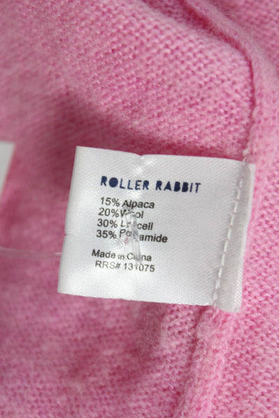 Roller Rabbit Womens Alpaca Pullover V-Neck Long Sleeve Pink Size M