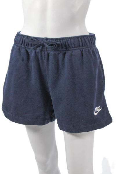 Nike Womens Sweat Shorts Blue Cotton Drawstring Solid Size M