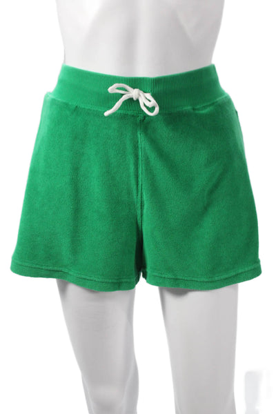Polo Ralph Lauren Women Sweat Shorts Green Cotton Drawstring Size M
