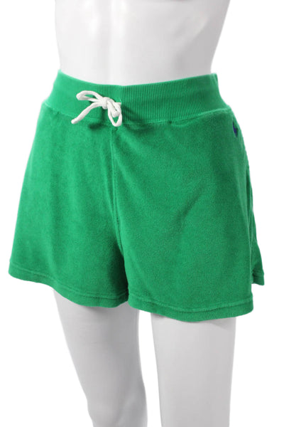 Polo Ralph Lauren Women Sweat Shorts Green Cotton Drawstring Size M