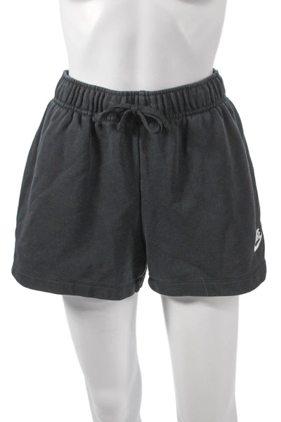 Nike Womens Sweat Shorts Black Cotton Blend Drawstring Size M