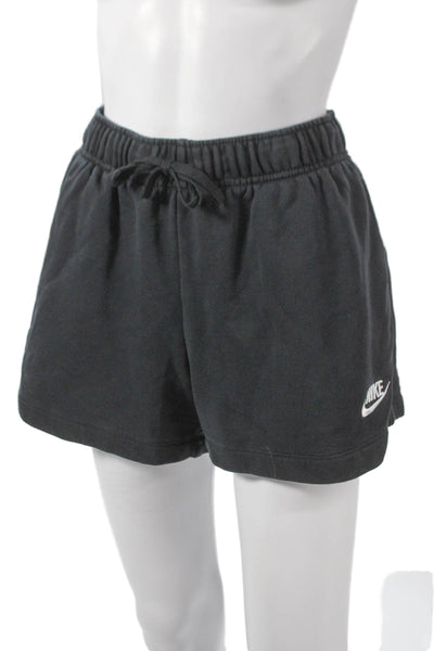 Nike Womens Sweat Shorts Black Cotton Blend Drawstring Size M