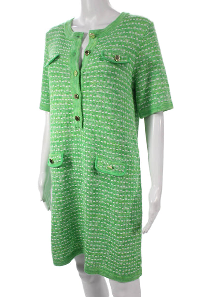 Lilly Pulitzer Womens Sweater Dress Green Check Short Sleeve Knee Length Size M