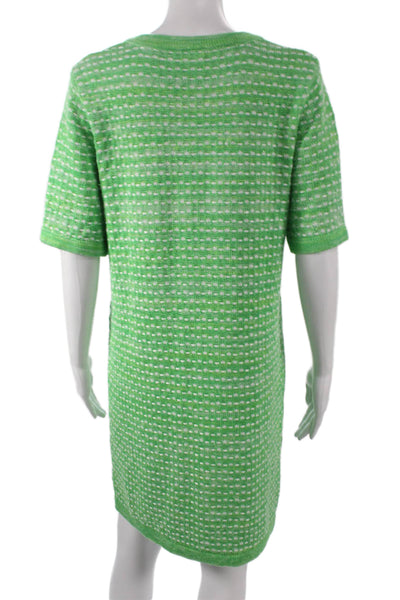 Lilly Pulitzer Womens Sweater Dress Green Check Short Sleeve Knee Length Size M