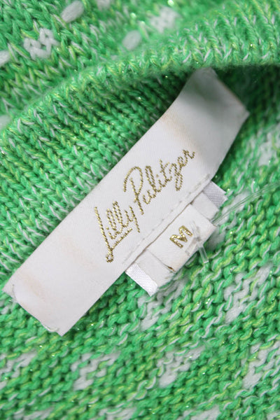 Lilly Pulitzer Womens Sweater Dress Green Check Short Sleeve Knee Length Size M