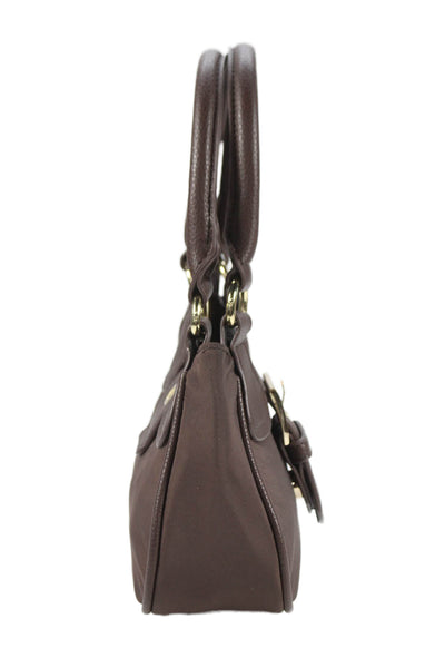 Peta+Jain Womens Gold Tone Buckle Satchel Shoulder Handbag Brown