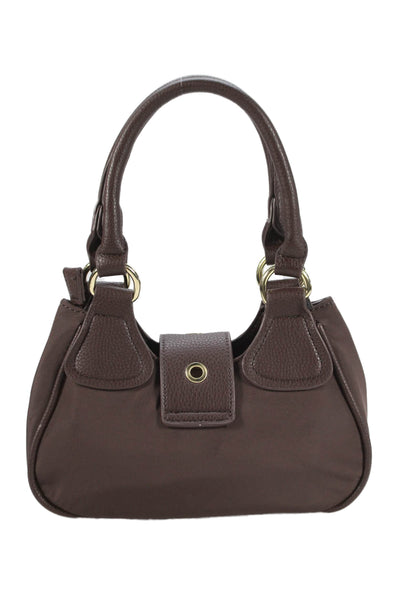 Peta+Jain Womens Gold Tone Buckle Satchel Shoulder Handbag Brown