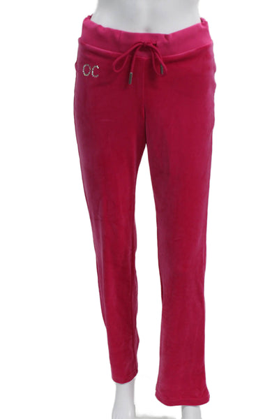 Juicy Couture Womens Velour Jeweled Hooded Sweat Suit Pink Size Small