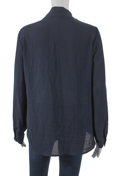 Ro & De Womens Blue V-Neck Long Sleeve Blouse Polyester Pullover Size M