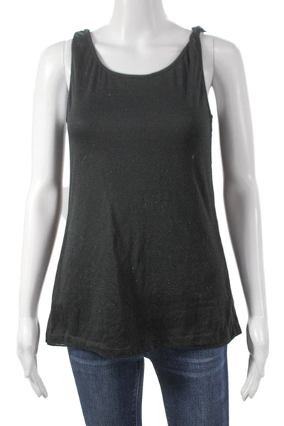 Athleta Women Basic Sleeveless Tank Black Polyester Round Neck Size M