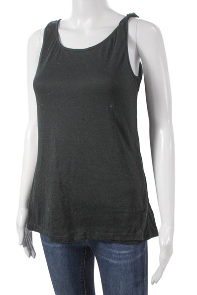 Athleta Women Basic Sleeveless Tank Black Polyester Round Neck Size M
