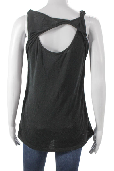 Athleta Women Basic Sleeveless Tank Black Polyester Round Neck Size M