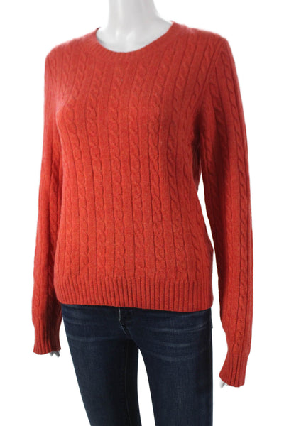 J Crew Womens Pullover Sweater Orange Merino Cashmere Blend Long Sleeve Size L
