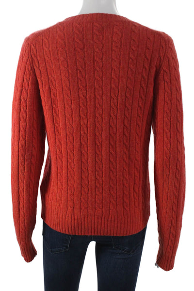 J Crew Womens Pullover Sweater Orange Merino Cashmere Blend Long Sleeve Size L