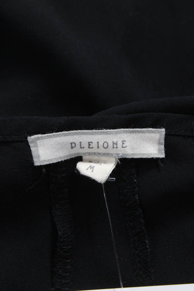 Pleione Women Tunic Blouse Black Short Sleeve Round Neck Size M